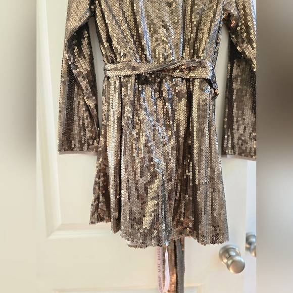 NWT! Mac Duggal, High Neck Long Sleeve Cocktail Dress, Taupe, Size 10, MSRP $398 - Picture 9 of 13